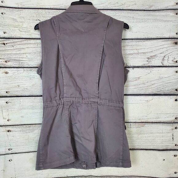 Tinsel Utility Vest Women’s Size S Gray Cargo Pocket Sleeveless Zip Front - Picture 3 of 6